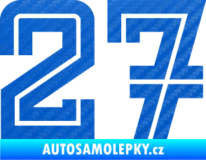Samolepka Startovní číslo 27 typ 7 3D karbon modrý