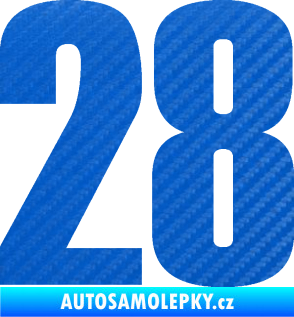 Samolepka Startovní číslo 28 typ 2    3D karbon modrý