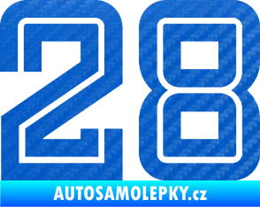 Samolepka Startovní číslo 28 typ 7 3D karbon modrý
