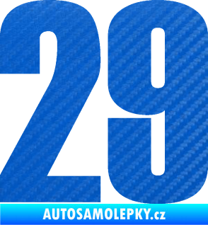 Samolepka Startovní číslo 29 typ 2    3D karbon modrý