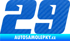 Samolepka Startovní číslo 29 typ 6 3D karbon modrý