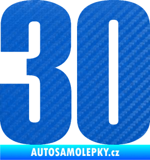 Samolepka Startovní číslo 30 typ 2     3D karbon modrý