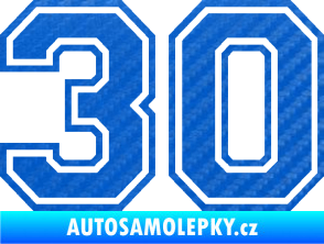 Samolepka Startovní číslo 30 typ 4 3D karbon modrý