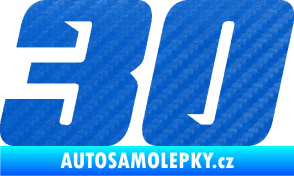 Samolepka Startovní číslo 30 typ 6 3D karbon modrý