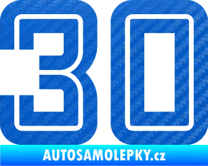 Samolepka Startovní číslo 30 typ 7 3D karbon modrý