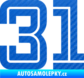 Samolepka Startovní číslo 31 typ 7 3D karbon modrý