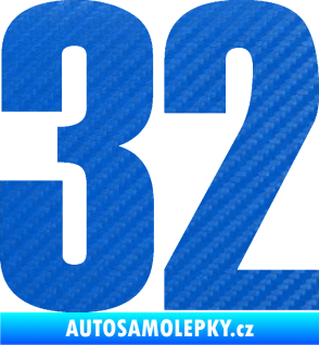 Samolepka Startovní číslo 32 typ 2     3D karbon modrý