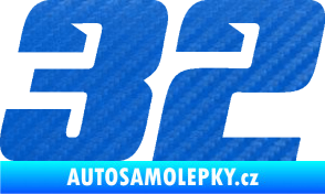Samolepka Startovní číslo 32 typ 6 3D karbon modrý