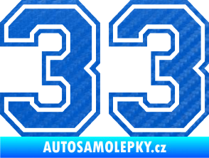 Samolepka Startovní číslo 33 typ 4 3D karbon modrý