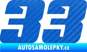 Samolepka Startovní číslo 33 typ 6 3D karbon modrý