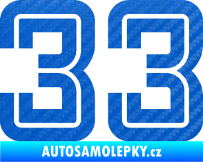 Samolepka Startovní číslo 33 typ 7 3D karbon modrý