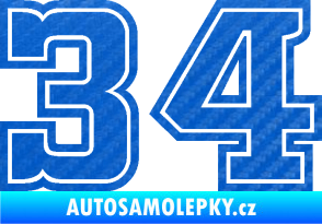 Samolepka Startovní číslo 34 typ 5 3D karbon modrý