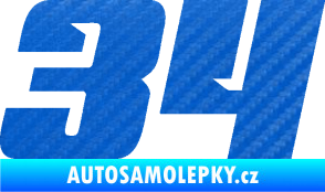 Samolepka Startovní číslo 34 typ 6 3D karbon modrý