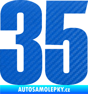 Samolepka Startovní číslo 35 typ 2  3D karbon modrý
