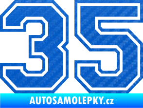 Samolepka Startovní číslo 35 typ 4 3D karbon modrý