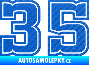 Samolepka Startovní číslo 35 typ 5 3D karbon modrý