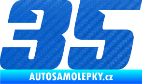 Samolepka Startovní číslo 35 typ 6 3D karbon modrý
