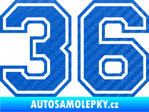 Samolepka Startovní číslo 36 typ 4 3D karbon modrý