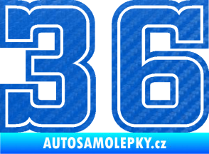 Samolepka Startovní číslo 36 typ 5 3D karbon modrý