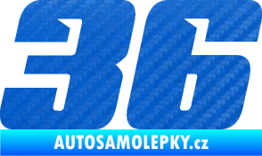 Samolepka Startovní číslo 36 typ 6 3D karbon modrý
