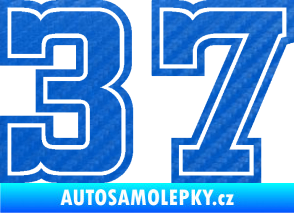 Samolepka Startovní číslo 37 typ 5 3D karbon modrý