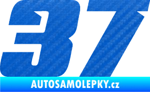 Samolepka Startovní číslo 37 typ 6 3D karbon modrý