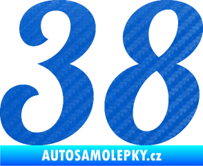 Samolepka Startovní číslo 38 typ 3  3D karbon modrý