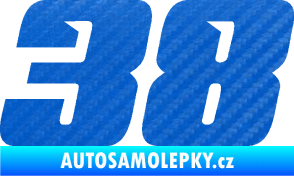Samolepka Startovní číslo 38 typ 6 3D karbon modrý