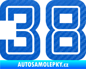 Samolepka Startovní číslo 38 typ 7 3D karbon modrý