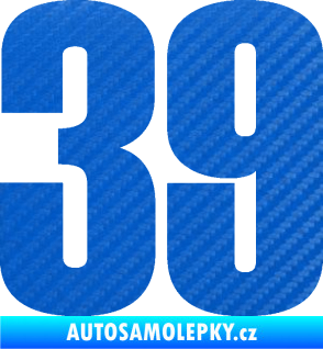 Samolepka Startovní číslo 39 typ 2      3D karbon modrý