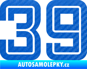 Samolepka Startovní číslo 39 typ 7 3D karbon modrý