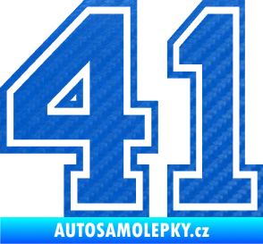 Samolepka Startovní číslo 41 typ 4 3D karbon modrý