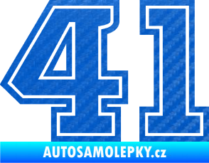 Samolepka Startovní číslo 41 typ 5 3D karbon modrý