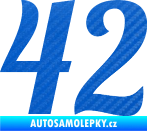 Samolepka Startovní číslo 42 typ 3 3D karbon modrý