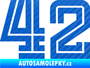 Samolepka Startovní číslo 42 typ 7 3D karbon modrý