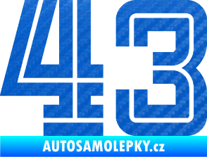 Samolepka Startovní číslo 43 typ 7 3D karbon modrý