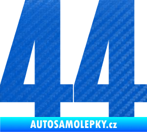 Samolepka Startovní číslo 44 typ 2     3D karbon modrý