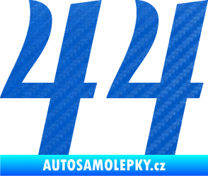 Samolepka Startovní číslo 44 typ 3 3D karbon modrý