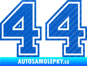 Samolepka Startovní číslo 44 typ 4 3D karbon modrý