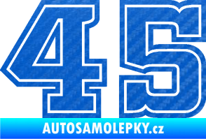 Samolepka Startovní číslo 45 typ 5 3D karbon modrý