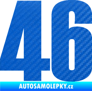 Samolepka Startovní číslo 46 typ 2       3D karbon modrý