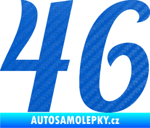 Samolepka Startovní číslo 46 typ 3 3D karbon modrý