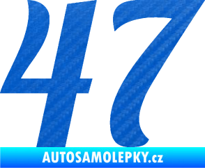 Samolepka Startovní číslo 47 typ 3 3D karbon modrý