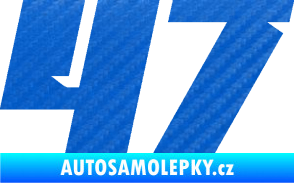 Samolepka Startovní číslo 47 typ 6 3D karbon modrý