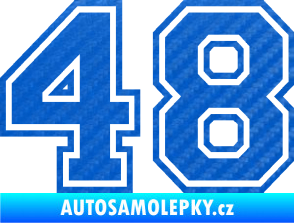 Samolepka Startovní číslo 48 typ 4 3D karbon modrý