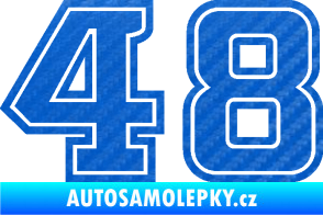 Samolepka Startovní číslo 48 typ 5 3D karbon modrý