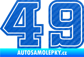 Samolepka Startovní číslo 49 typ 5 3D karbon modrý