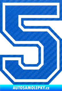 Samolepka Startovní číslo 5 typ 4 3D karbon modrý