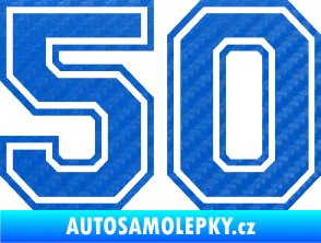 Samolepka Startovní číslo 50 typ 4 3D karbon modrý