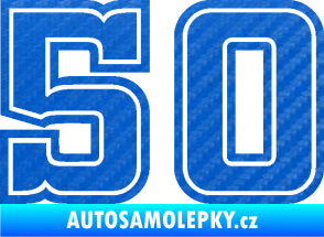 Samolepka Startovní číslo 50 typ 5 3D karbon modrý